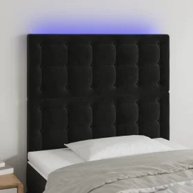 Black velvet headboard with LED lights 90x5x118/128 cm by vidaXL, Headboards and footboards - Ref: Foro24-3122896, Price: 83,...