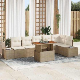 Conjunto de sofá de jardín 7 pcs Beige Poliratán en Sofás de exterior | Comprar online en Foru.es