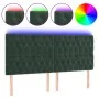 Cabecero con luces LED terciopelo verde oscuro 200x7x118/128 cm de vidaXL, Cabeceros y pies de cama - Ref: Foro24-3122829, Pr...