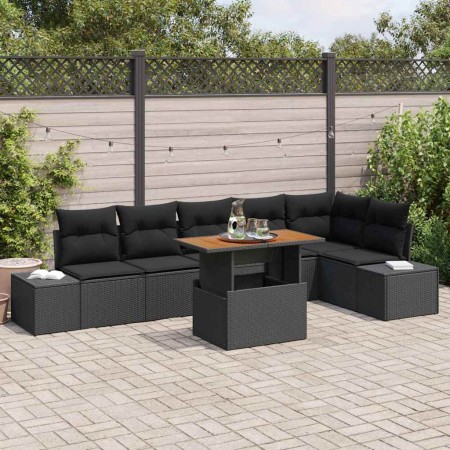 Conjunto de sofá de jardín 7 pcs Negro Poliratán en Sofás de exterior | Comprar online en Foru.es