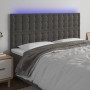 Cabecero con luces LED terciopelo gris oscuro 160x5x118/128 cm de vidaXL, Cabeceros y pies de cama - Ref: Foro24-3122913, Pre...