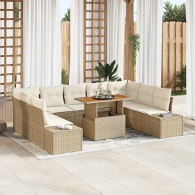 Conjunto de sofá de jardín 10 pcs Beige Poliratán en Sofás de exterior | Comprar online en Foru.es