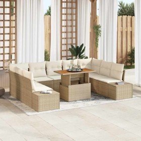 Conjunto de sofá de jardín 10 pcs Beige Poliratán en Sofás de exterior | Comprar online en Foru.es