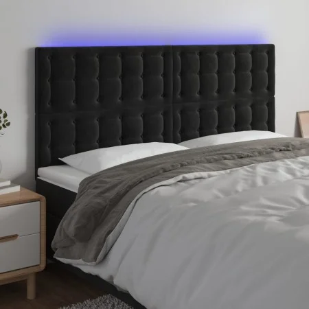 Black velvet headboard with LED lights 200x5x118/128 cm by vidaXL, Headboards and footboards - Ref: Foro24-3122926, Price: 12...