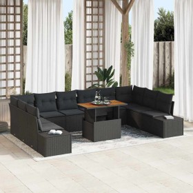 Conjunto de sofá de jardín 11 pcs Negro Poliratán en Sofás de exterior | Comprar online en Foru.es