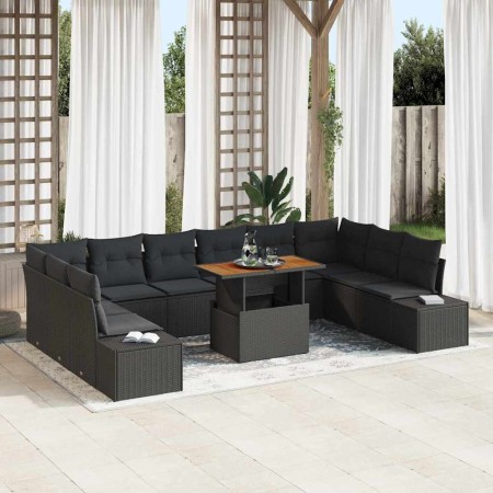 Conjunto de sofá de jardín 11 pcs Negro Poliratán en Sofás de exterior | Comprar online en Foru.es