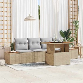 Conjunto de sofá de jardín 5 pcs Beige Poliratán en Sofás de exterior | Comprar online en Foru.es