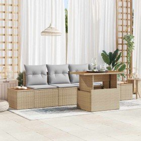 Conjunto de sofá de jardín 5 pcs Beige Poliratán en Sofás de exterior | Comprar online en Foru.es