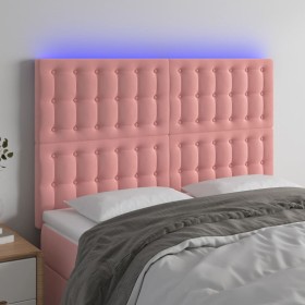 Cabecero con luces LED terciopelo rosa 144x5x118/128 cm de vidaXL, Cabeceros y pies de cama - Ref: Foro24-3122911, Precio: 12...