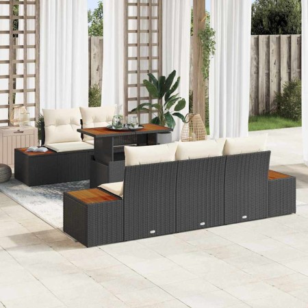 Conjunto de sofá de jardín 6 pcs Negro Poliratán en Sofás de exterior | Comprar online en Foru.es