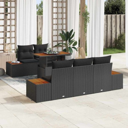 Conjunto de sofá de jardín 6 pcs Negro Poliratán en Sofás de exterior | Comprar online en Foru.es