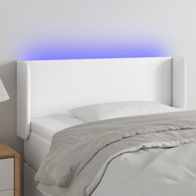 Cabecero con LED cuero sintético blanco 103x16x78/88 cm de vidaXL, Cabeceros y pies de cama - Ref: Foro24-3123041, Precio: 46...