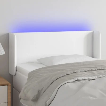 Cabecero con LED cuero sintético blanco 103x16x78/88 cm de vidaXL, Cabeceros y pies de cama - Ref: Foro24-3123041, Precio: 48...