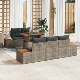 Conjunto de sofá de jardín 6 pcs Gris Poliratán en Sofás de exterior | Comprar online en Foru.es