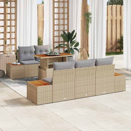 Conjunto de sofá de jardín 6 pcs Beige Poliratán en Sofás de exterior | Comprar online en Foru.es