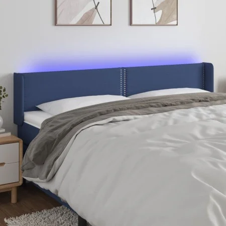 Kopfteil aus blauem Stoff mit LED 203x16x78/88 cm von vidaXL, Kopf- und Fußteile - Ref: Foro24-3123124, Preis: 64,26 €, Rabat...