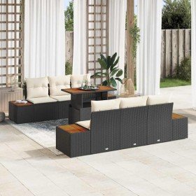 Conjunto de sofá de jardín 7 pcs Negro Poliratán en Sofás de exterior | Comprar online en Foru.es