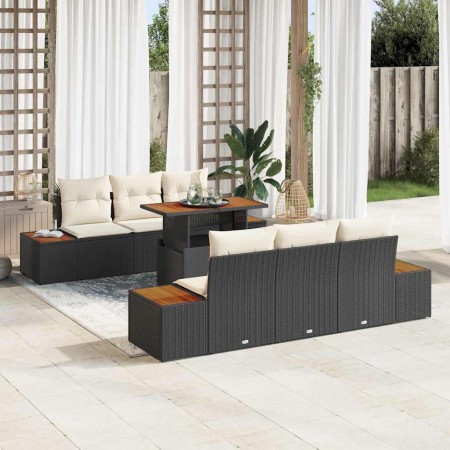 Conjunto de sofá de jardín 7 pcs Negro Poliratán en Sofás de exterior | Comprar online en Foru.es