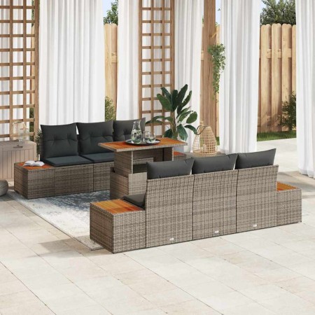 Conjunto de sofá de jardín 7 pcs Gris Poliratán en Sofás de exterior | Comprar online en Foru.es