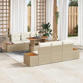 Conjunto de sofá de jardín 7 pcs Beige Poliratán en Sofás de exterior | Comprar online en Foru.es