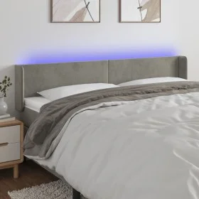Light gray velvet headboard with LED 183x16x78/88 cm by vidaXL, Headboards and footboards - Ref: Foro24-3123016, Price: 72,09...