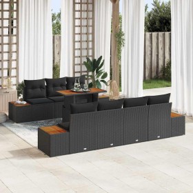 Conjunto de sofá de jardín 8 pcs Negro Poliratán en Sofás de exterior | Comprar online en Foru.es