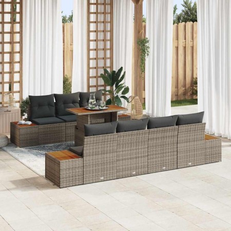Conjunto de sofá de jardín 8 pcs Gris Poliratán en Sofás de exterior | Comprar online en Foru.es