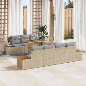 Conjunto de sofá de jardín 8 pcs Beige Poliratán en Sofás de exterior | Comprar online en Foru.es