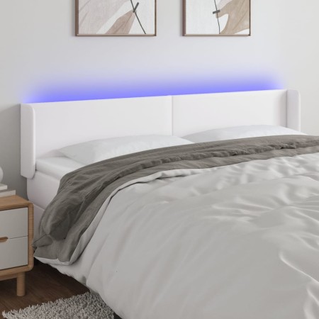 Cabecero con LED cuero sintético blanco 163x16x78/88 cm de vidaXL, Cabeceros y pies de cama - Ref: Foro24-3123053, Precio: 84...