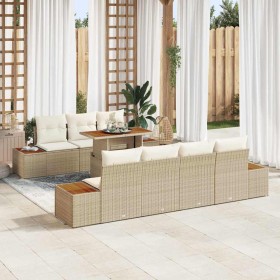 Conjunto de sofá de jardín 8 pcs Beige Poliratán en Sofás de exterior | Comprar online en Foru.es