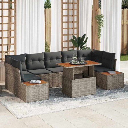 Conjunto de sofá de jardín 8 pcs Gris Poliratán en Sofás de exterior | Comprar online en Foru.es