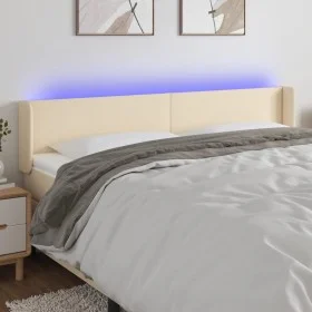Cream fabric headboard with LED 203x16x78/88 cm by vidaXL, Headboards and footboards - Ref: Foro24-3122983, Price: 83,49 €, D...