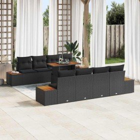 Conjunto de sofá de jardín 9 pcs Negro Poliratán en Sofás de exterior | Comprar online en Foru.es