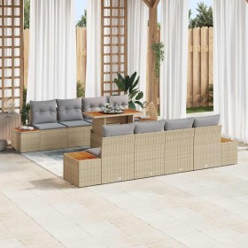 Conjunto de sofá de jardín 9 pcs Beige Poliratán en Sofás de exterior | Comprar online en Foru.es