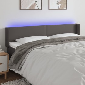 Cabecero con LED cuero sintético gris 203x16x78/88 cm de vidaXL, Cabeceros y pies de cama - Ref: Foro24-3123068, Precio: 85,1...