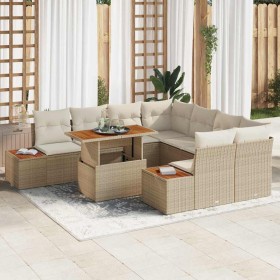 Conjunto de sofá de jardín 9 pcs Beige Poliratán en Sofás de exterior | Comprar online en Foru.es
