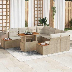 Conjunto de sofá de jardín 9 pcs Beige Poliratán en Sofás de exterior | Comprar online en Foru.es