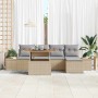 Conjunto de sofá de jardín 6 pcs Beige Poliratán en Sofás de exterior | Comprar online en Foru.es