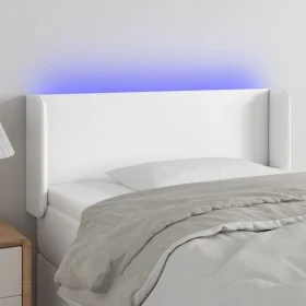 Headboard with LED white synthetic leather 83x16x78/88 cm by vidaXL, Headboards and footboards - Ref: Foro24-3123029, Price: ...