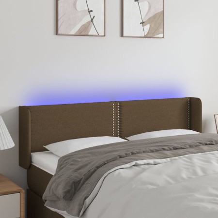 Cabecero con LED de tela marrón oscuro 147x16x78/88 cm de vidaXL, Cabeceros y pies de cama - Ref: Foro24-3123097, Precio: 62,...