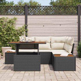 Conjunto de sofá de jardín 5 pcs Negro Poliratán en Sofás de exterior | Comprar online en Foru.es