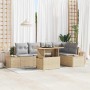 Conjunto de sofá de jardín 6 pcs Beige Poliratán en Sofás de exterior | Comprar online en Foru.es