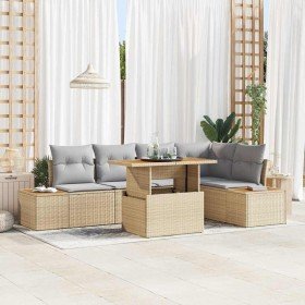Conjunto de sofá de jardín 6 pcs Beige Poliratán en Sofás de exterior | Comprar online en Foru.es