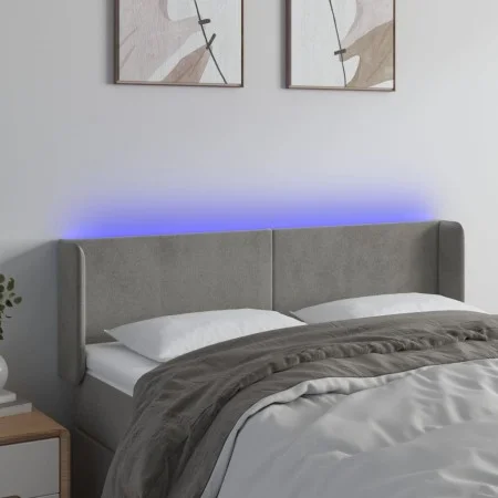 Light gray velvet headboard with LED 147x16x78/88 cm by vidaXL, Headboards and footboards - Ref: Foro24-3123004, Price: 73,92...