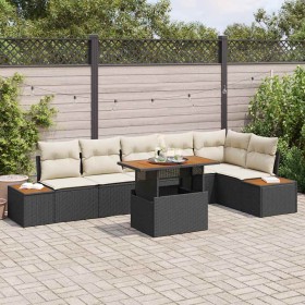 Conjunto de sofá de jardín 7 pcs Negro Poliratán en Sofás de exterior | Comprar online en Foru.es