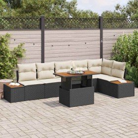 Conjunto de sofá de jardín 7 pcs Negro Poliratán en Sofás de exterior | Comprar online en Foru.es