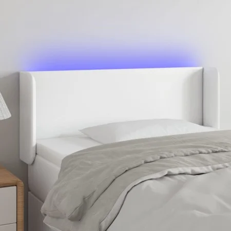 Cabecero con LED cuero sintético blanco 93x16x78/88 cm de vidaXL, Cabeceros y pies de cama - Ref: Foro24-3123035, Precio: 67,...
