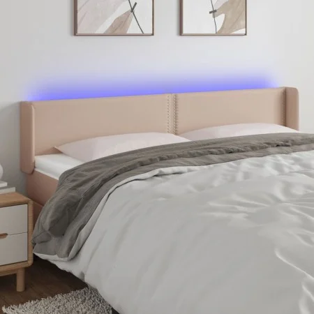 Cabecero con LED cuero sintético capuchino 203x16x78/88 cm de vidaXL, Cabeceros y pies de cama - Ref: Foro24-3123209, Precio:...