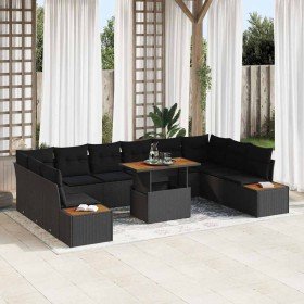 Conjunto de sofá de jardín 11 pcs Negro Poliratán en Sofás de exterior | Comprar online en Foru.es