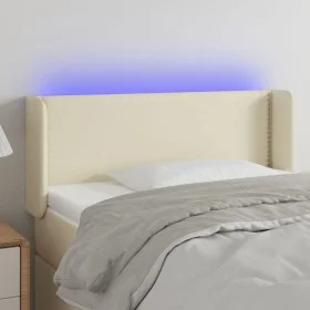 Cabecero con LED cuero sintético crema 103x16x78/88 cm de vidaXL, Cabeceros y pies de cama - Ref: Foro24-3123182, Precio: 47,...